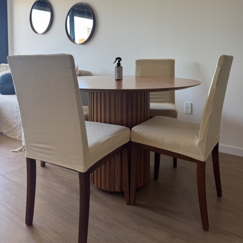 Set 6 fundas para silla cubre asientos elastizada lisa crema