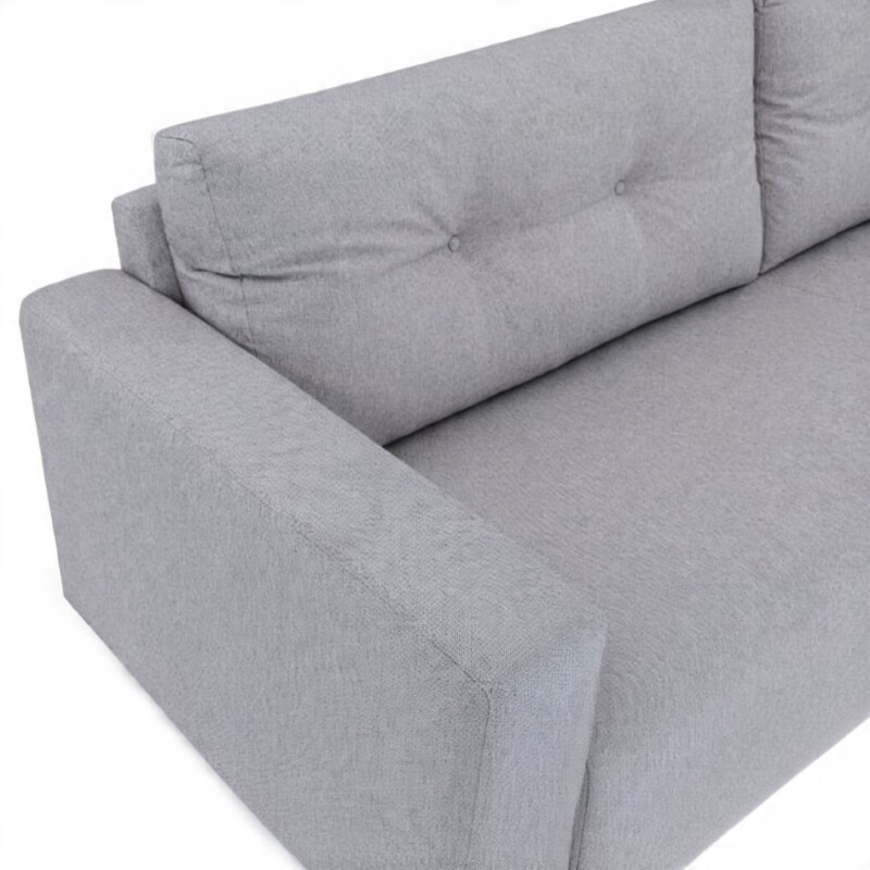 Sofa 4 cuerpos tela Gris Brillo con respaldo semi capitoneado Sofa 4 cuerpos tela Gris Brillo con respaldo semi capitoneado