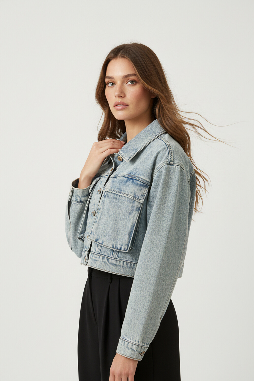 Campera Diona Celeste Grisaceo