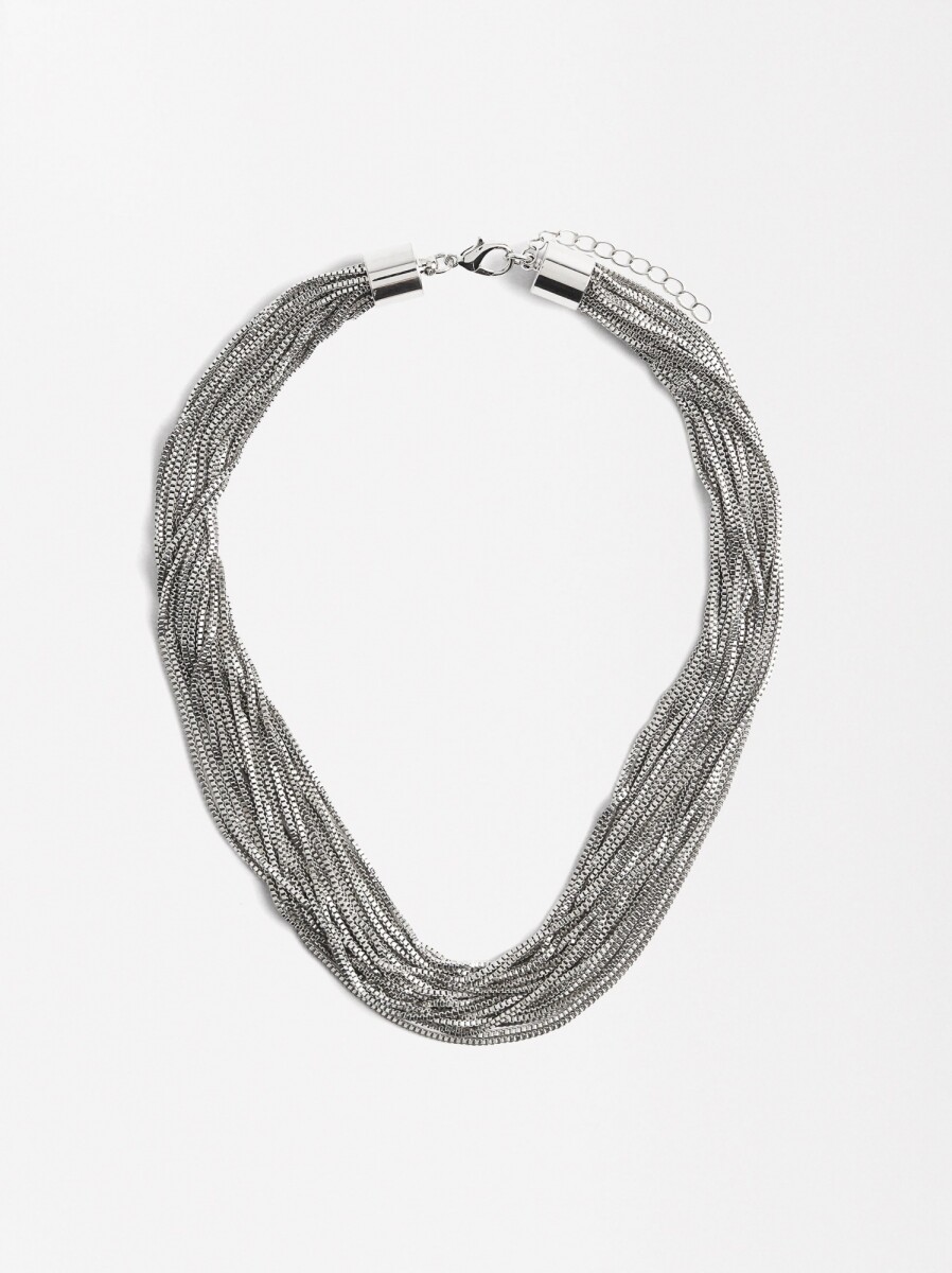 Collar Corto De Cadena - plateado 