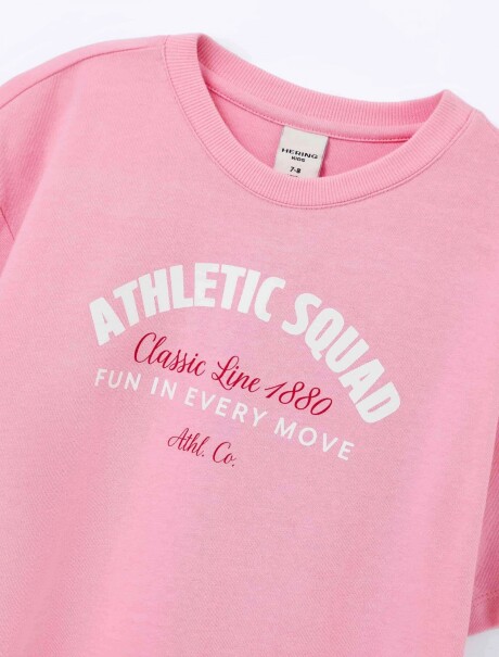 CAMISETA INFANTIL CON ESTAMPA ROSADO