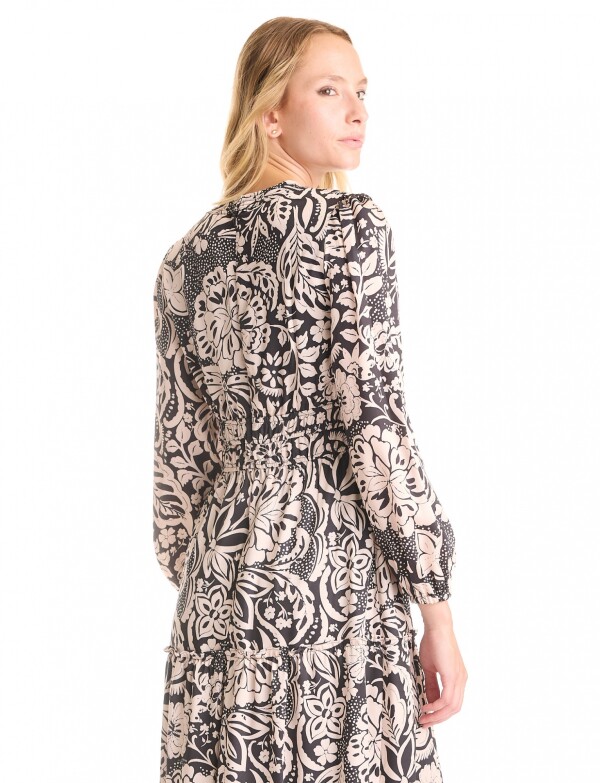 Vestido Maxi Printed NEGRO/BEIGE