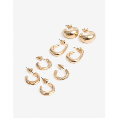 Aros Argollas Set Metal Dorado