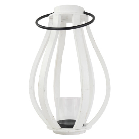 Farol calado de madera con vaso y asa Farol calado de madera con vaso y asa