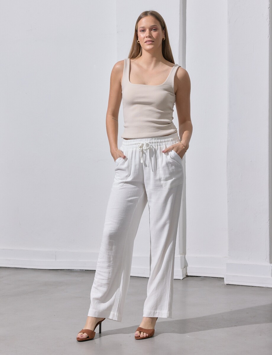 Pantalon Lino - Blanco 