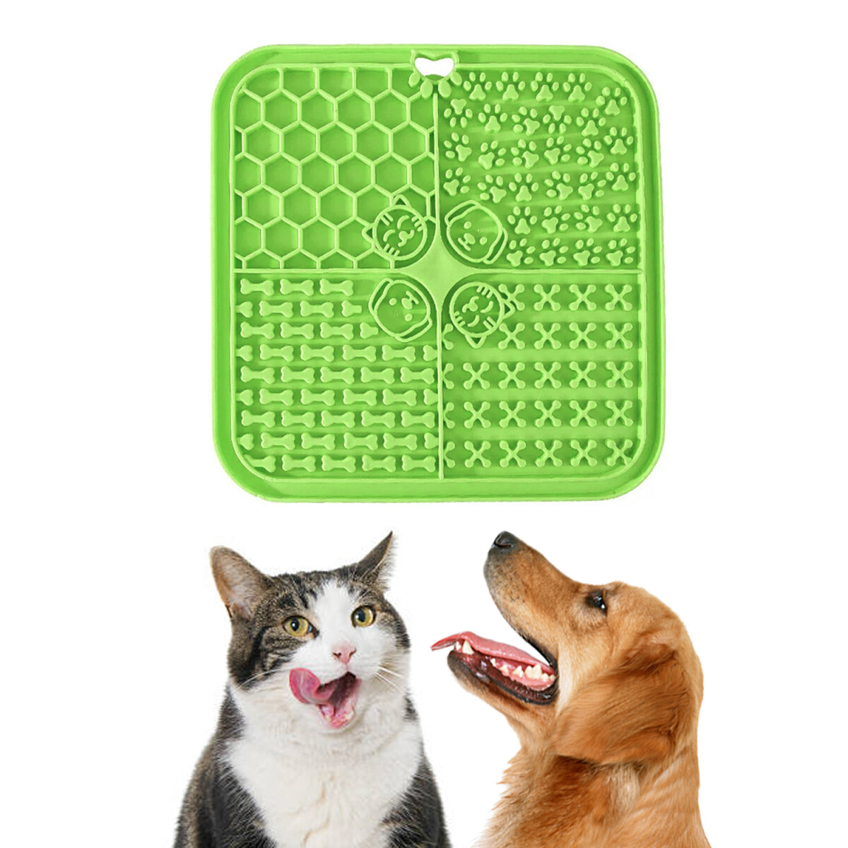 Plato Alfombra Cuadrado Lamer AntiAnsiedad Comida Perro Gato - Variante Color Verde 