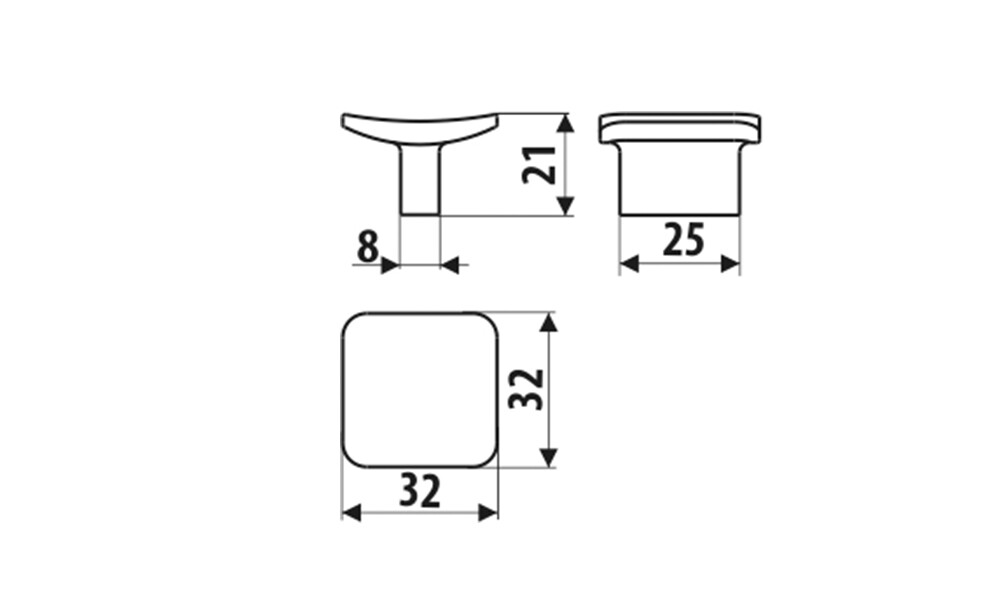 Tirador botón cuadrado GG43-G0007-SU Tirador Botón Cuadrado Gg43-g0007-su