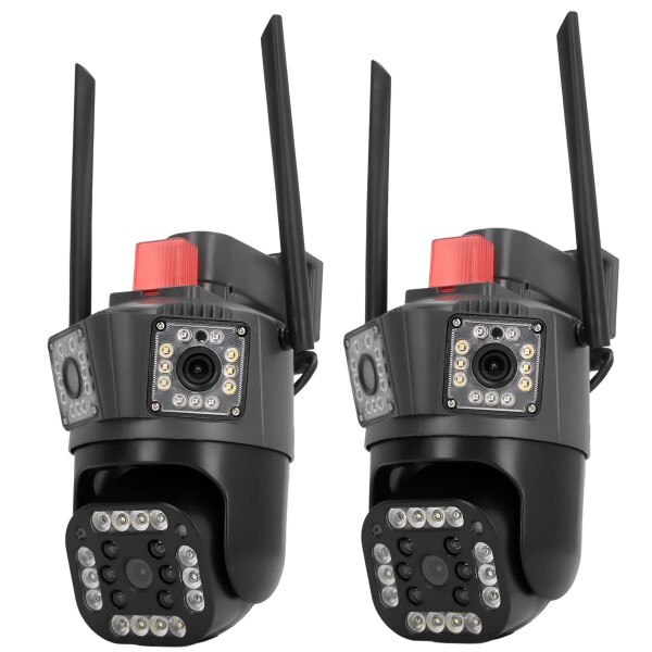 Cámara De Seguridad Wifi Doble Lente 360 Nocturna Kit X2 Un Color Negro