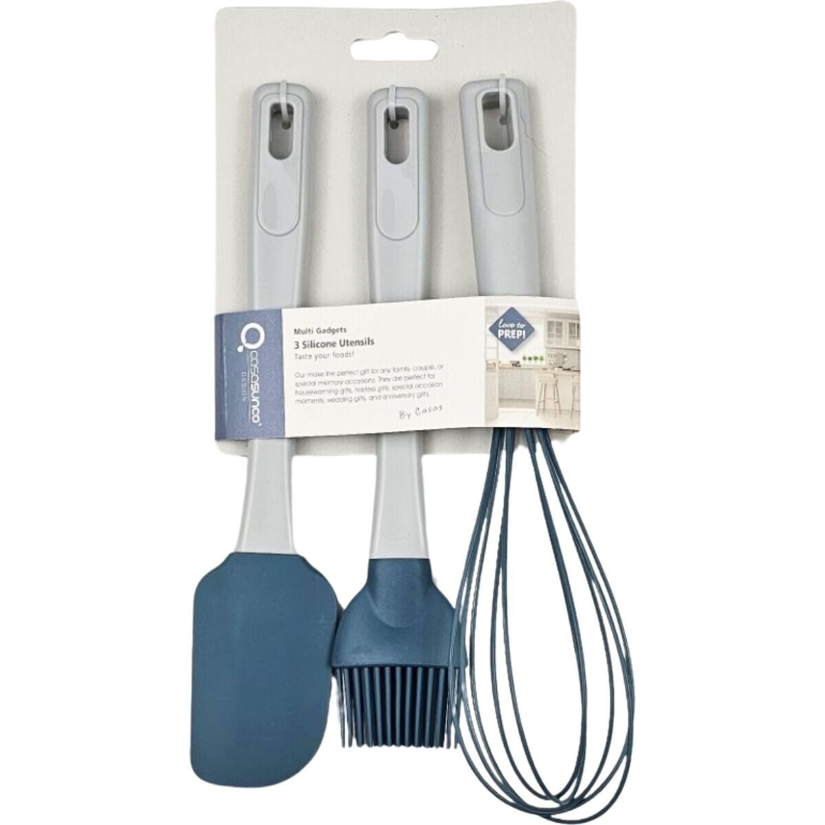 Kit Menage p/ Cocina en Silicona con Espátula Batidor Pincel - Azul 