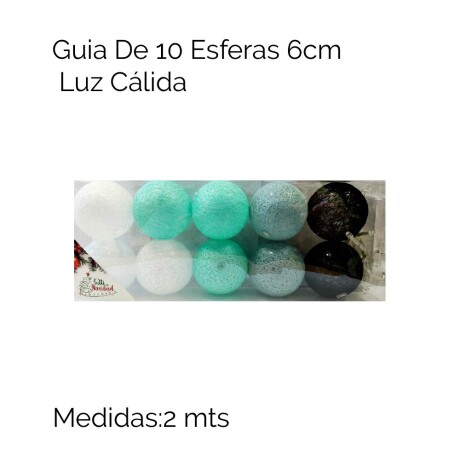 Guia De 10 Esferas 6cm - Luz Cálida - Turquesa Y Blanco - 3 Unica