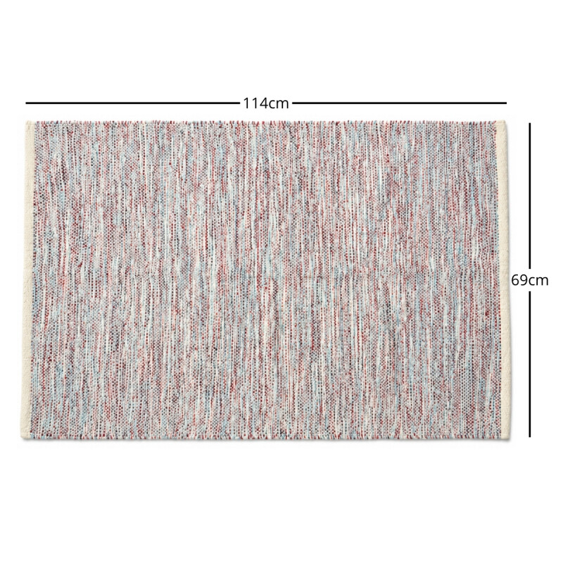 Alfombra con flecos 69x114cm ROJO CELESTE NEGRO