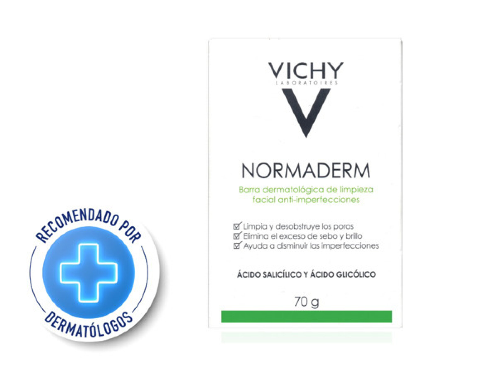 Vichy Normaderm Pain Barra de Limpieza 70 gr | Limpieza Profunda para Piel Grasa