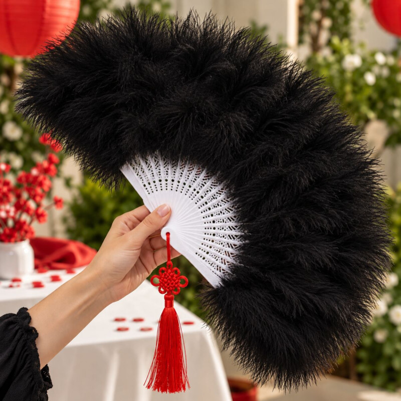 Abanico de Plumas Negro