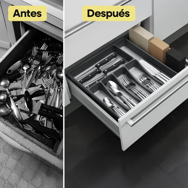 Set de 24 Cubiertos IMBACK IBK-HMJ077 | Acero Inoxidable con Cubertero Organizador de 6 Compartimentos Set de 24 Cubiertos IMBACK IBK-HMJ077 | Acero Inoxidable con Cubertero Organizador de 6 Compartimentos