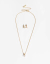 Bijouterie Set Strass Set De Aros Pasante Y Collar Con Cubic - Dorado
