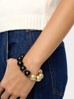 Pulsera Elástica De Cuentas Bicolor negro