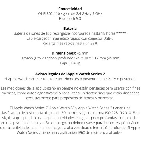 Apple watch Series 7 45MM GPS Negro V01