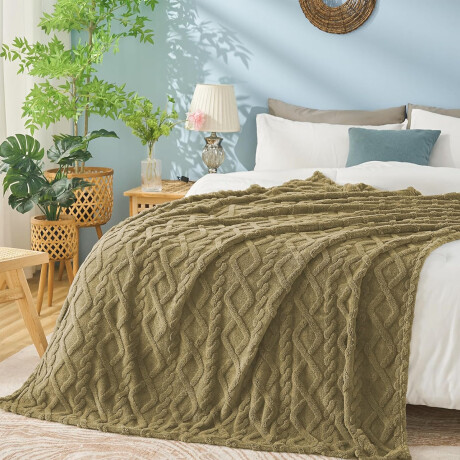 Manta Frazada Polar 2 Plazas Rombos Suave Cálida Cama o Sofá Beige