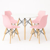 Juego de comedor Con Mesa Circular de 80cm + 4 Sillas Eames Rosa/Blanco