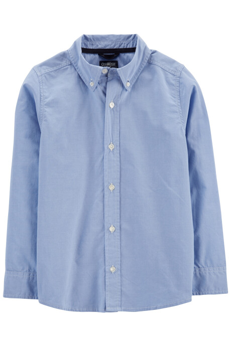 Camisa de algodón, manga larga, azul. Talles 6-14 Sin color