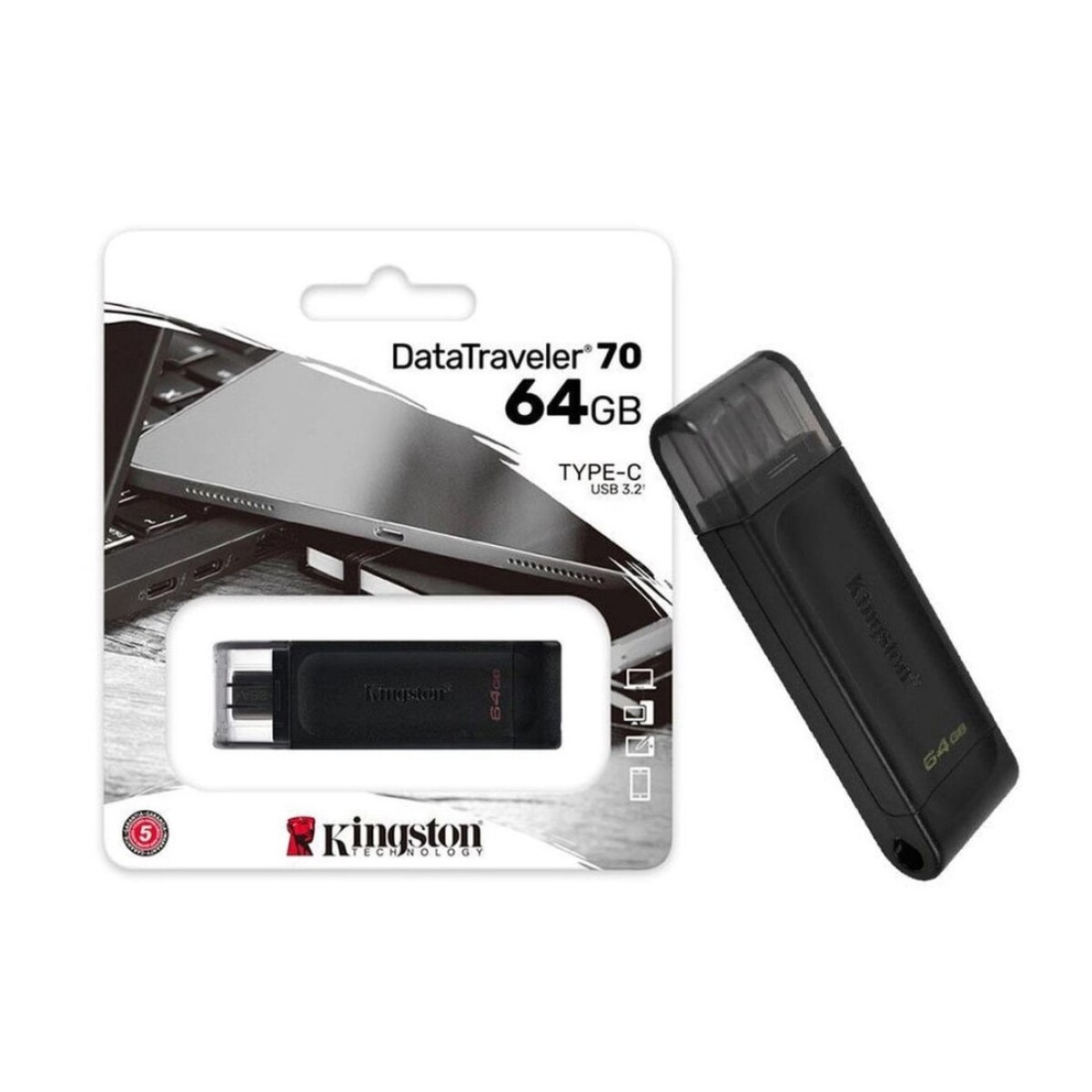 Pendrive KINGSTON USB-C 2.3 DataTraveler 70 64GB - Negro 