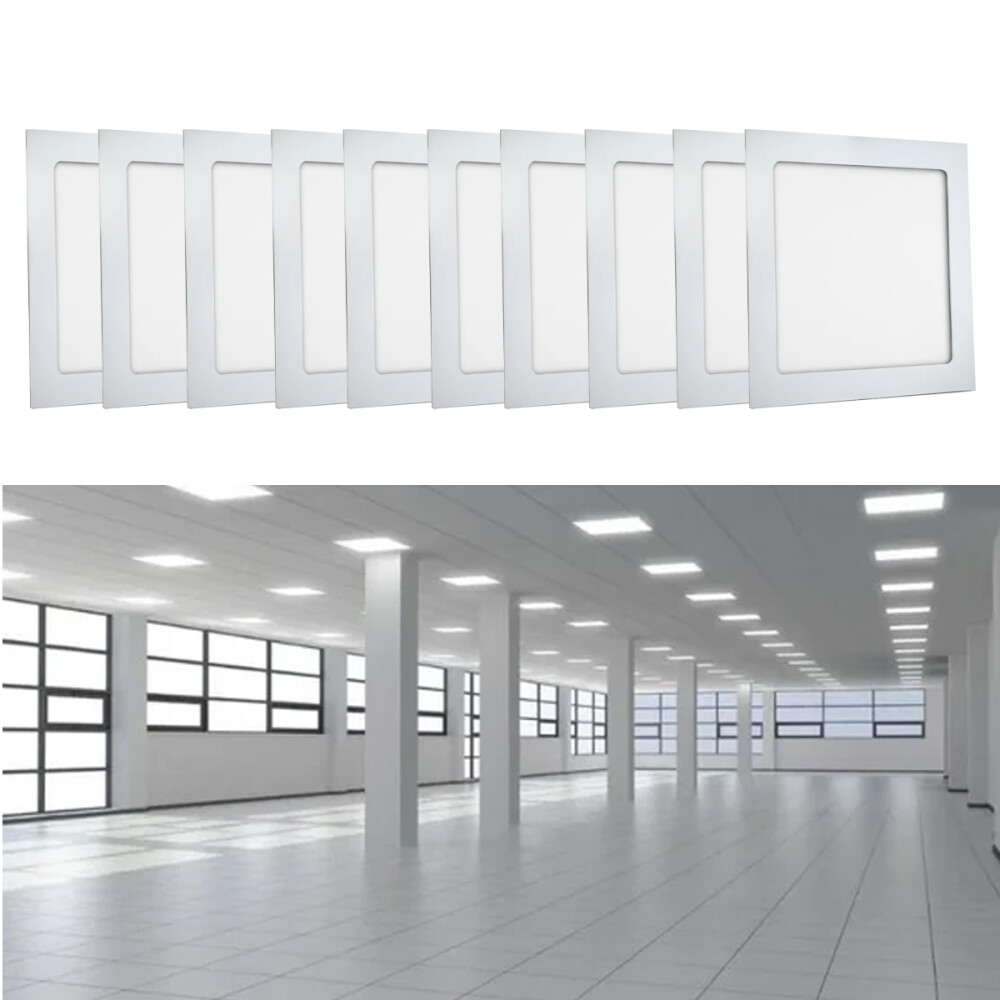 Panel De Techo Pack X10 Plafón Cuadrado Luz Blanco Panel De Techo Pack X10 Plafón Cuadrado Luz Blanco