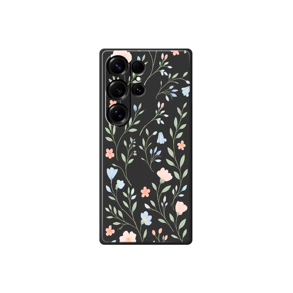 Protector para Samsung Galaxy S25 Ultra diseño flores negro 