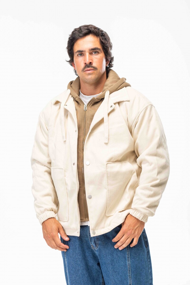 Campera PANA CON CAPUCHA BLANCO
