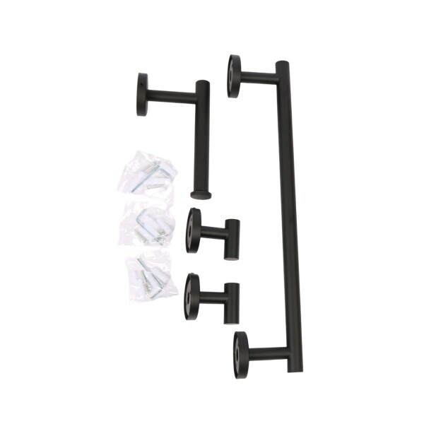 Set Accesorios De Baño Juego De 4 Piezas De Acero Inoxidable Percha Organizador Imback Color Negro Set Accesorios De Baño Juego De 4 Piezas De Acero Inoxidable Percha Organizador Imback Color Negro