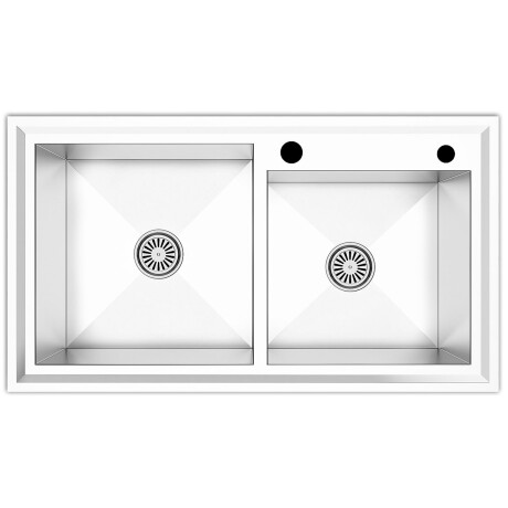 PILETA DOBLE AC. INOX SS304 1.2MM C/DESAGUE Y VALVULA GAMAS DE GRIS