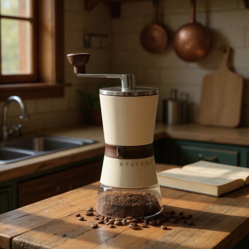 Molinillo De Café Manual 8 Moliendas Capac 200ml 60gr Granos Blanco