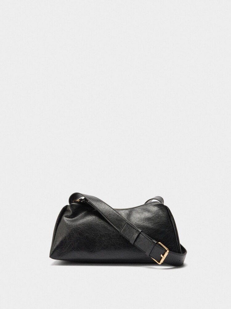 Bolso Bandolera Efecto Craquelado negro