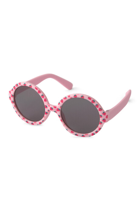 Lentes de sol, protección 100% UVA-UVB, rosados, diseño frutillas. Talle 12/24M Sin color
