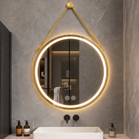 Espejo Redondo De Colgar Led 60 Cm Led13 DORADO