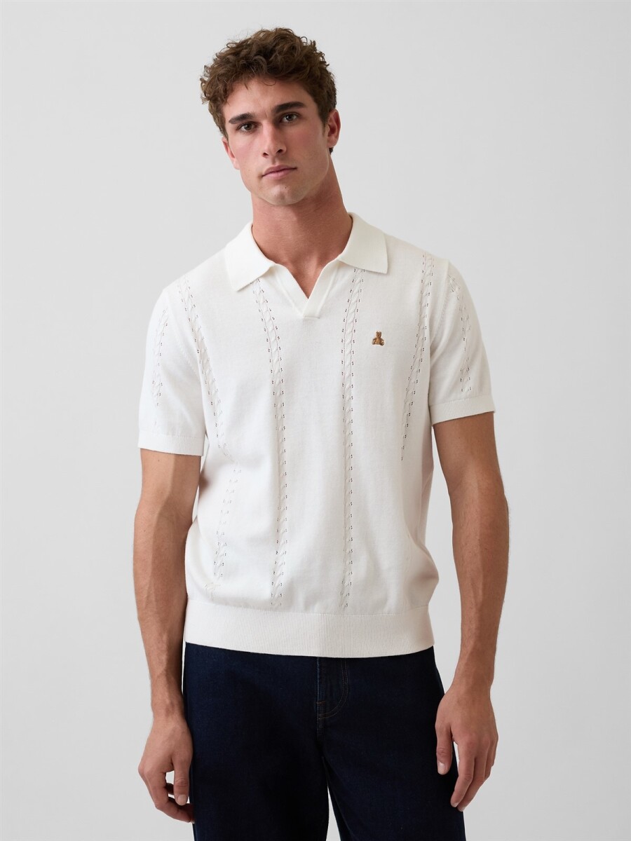 Buzo Tipo Polo Brannan Hombre - New Off White Opt4 