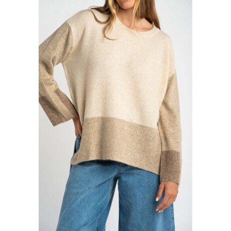 Sweater Combinado Beige Melange
