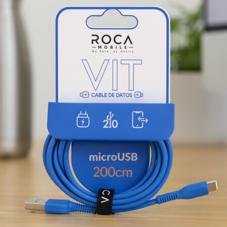 CABLE DE DATOS MICRO USB 200CM ROCA AZUL