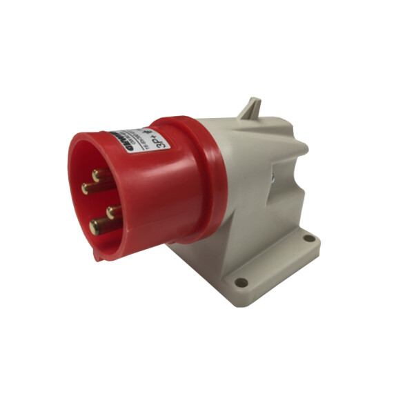 Ficha con base industrial 3P+T 32A 6HS 400V roja IP44 GG0419
