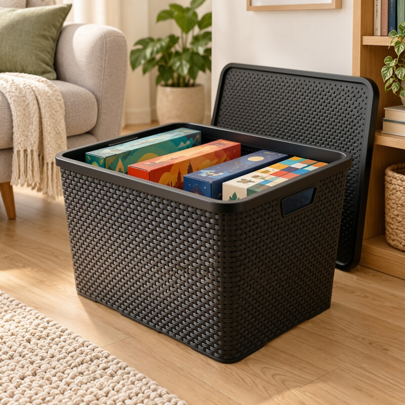 Set x2 Caja ratán 40 lts NEGRO