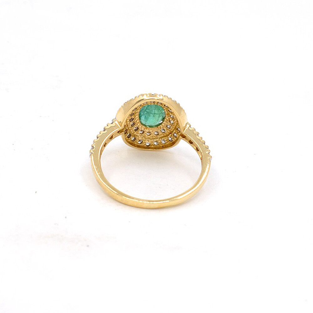 Anillo En Oro 18K, Esmeralda Y Brillantes Anillo En Oro 18K, Esmeralda Y Brillantes