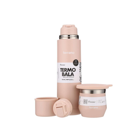 Kit Termo Acero Bala 750Ml + Mate Flap Rosado