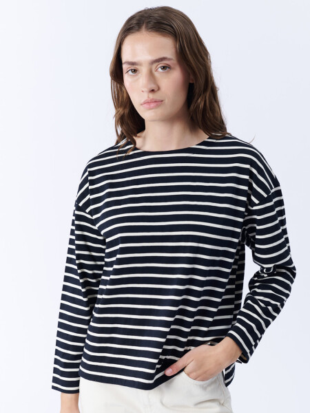 Remera Manga Larga Rayas Crudo Y Negro
