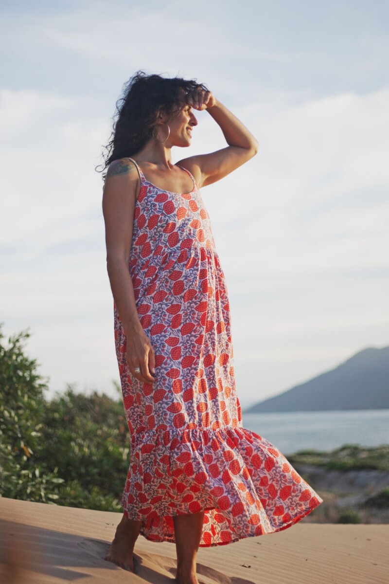 Vestido largo Durazno Estampado 1