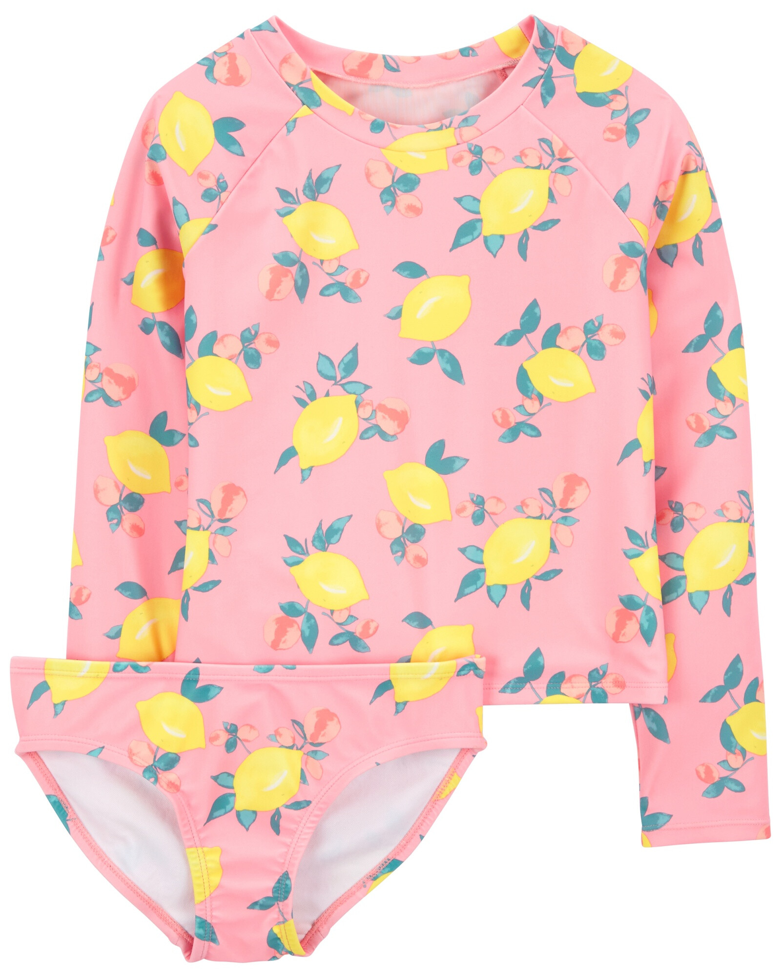 Traje de baño dos piezas con UPF 50+, manga larga y diseño limones Traje de baño dos piezas con UPF 50+, manga larga y diseño limones