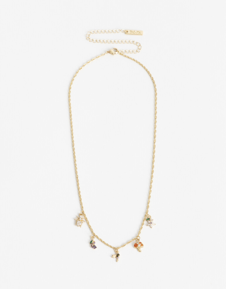 Collares Cortos Cubic zirconia Collar Corto Multicharms De La Línea Delicates. - Dorado