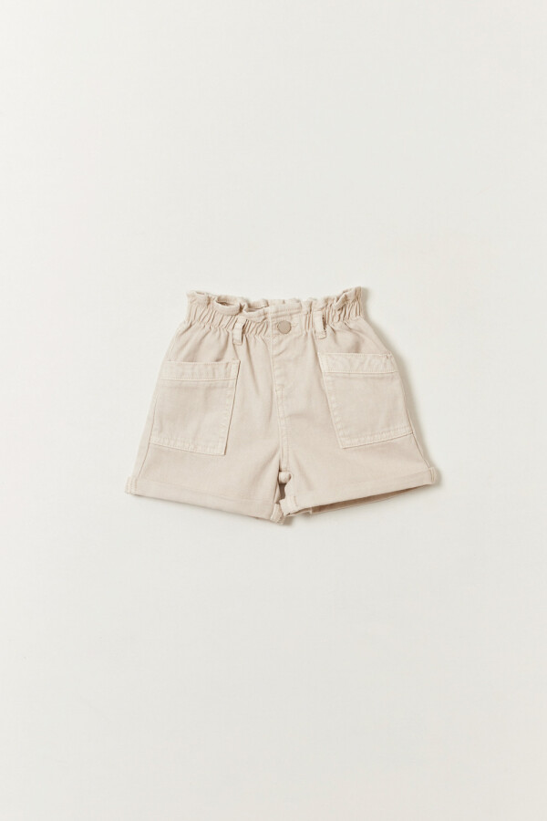 Short jean paper bag Beige