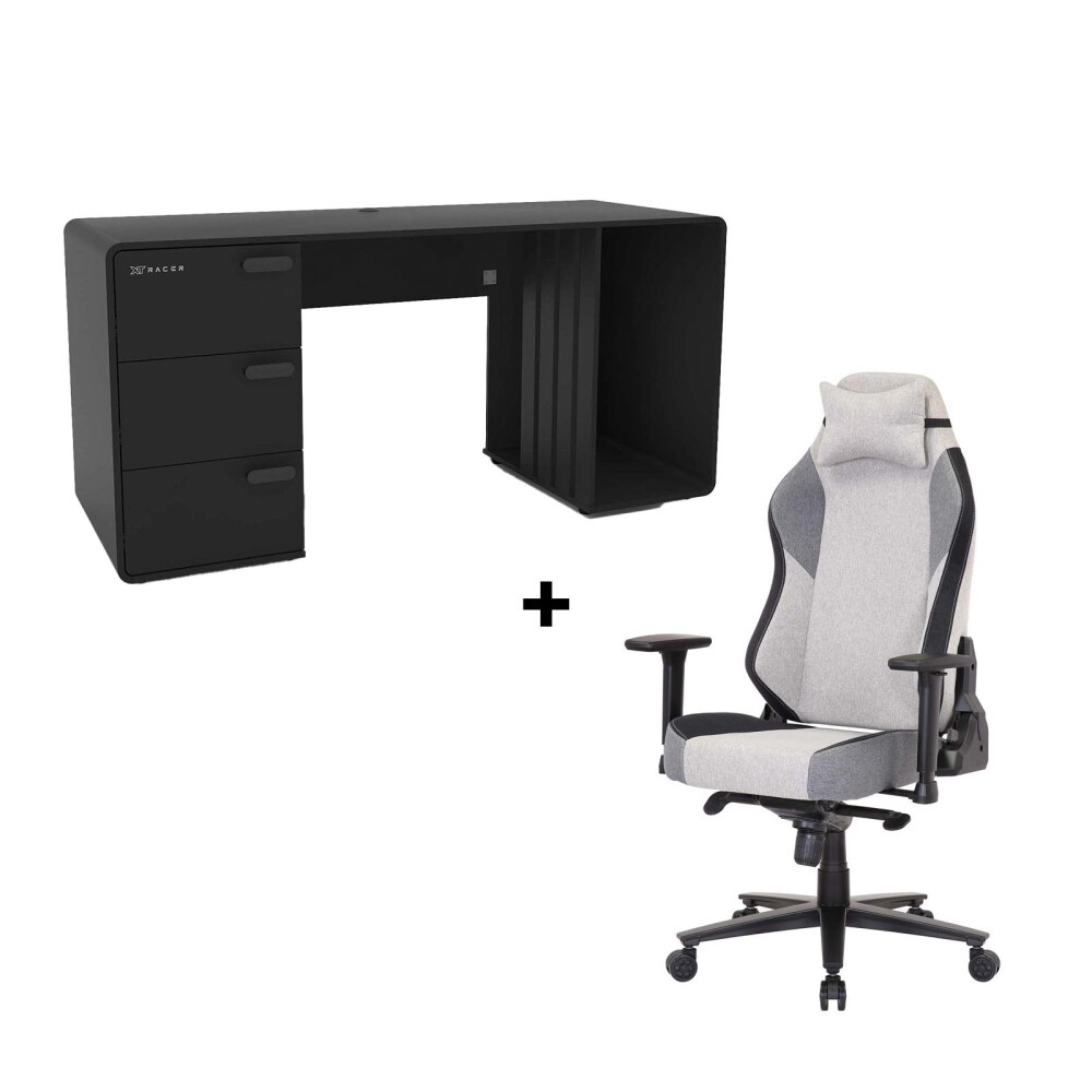 SILLA TELA + ESCRITORIO GAMER STATION XT
