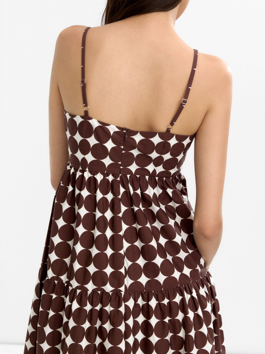 Vestido Largo De Lunares 100% Algodón marron
