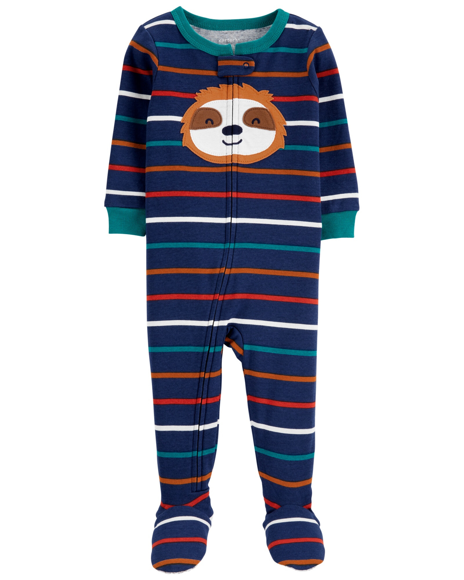 Pijama de 1 pieza con 100% ajuste perfecto de algodón, con pie y estampado de perezoso 0
