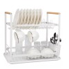 HUSP Escurridor Platos 2 Pisos Metal Con Madera Hudson - Blanco